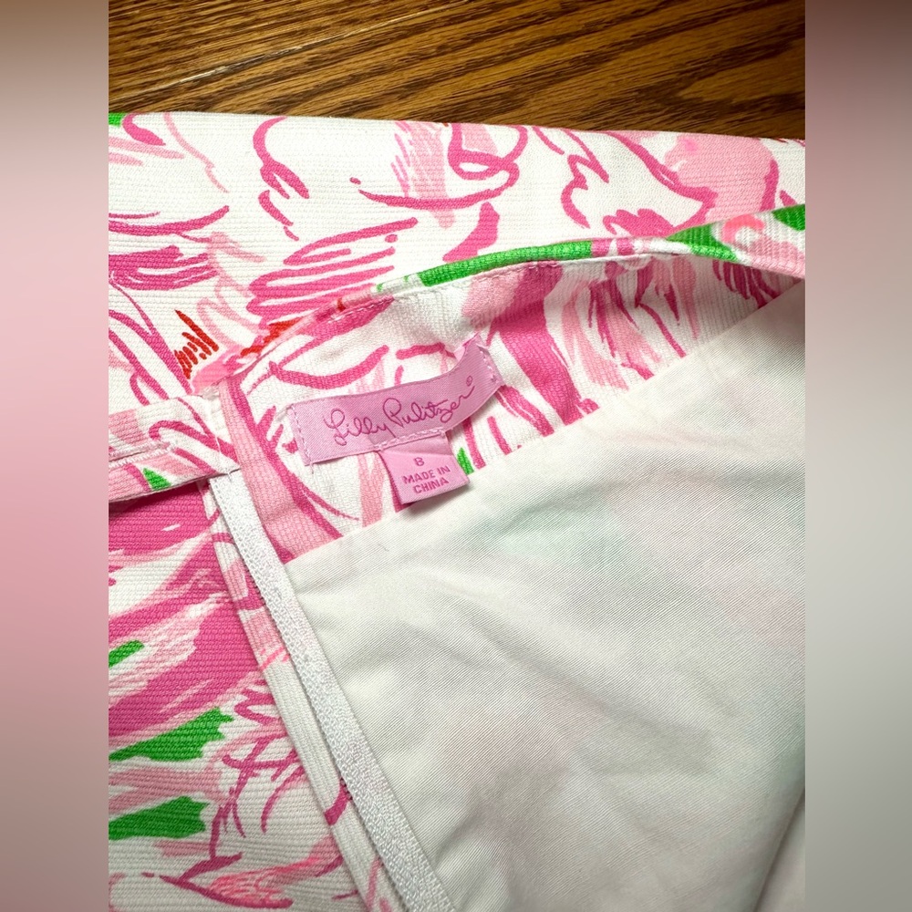 Lilly Pulitzer Pink and Green Flamingo Mini Skirt - Picture 4 of 9